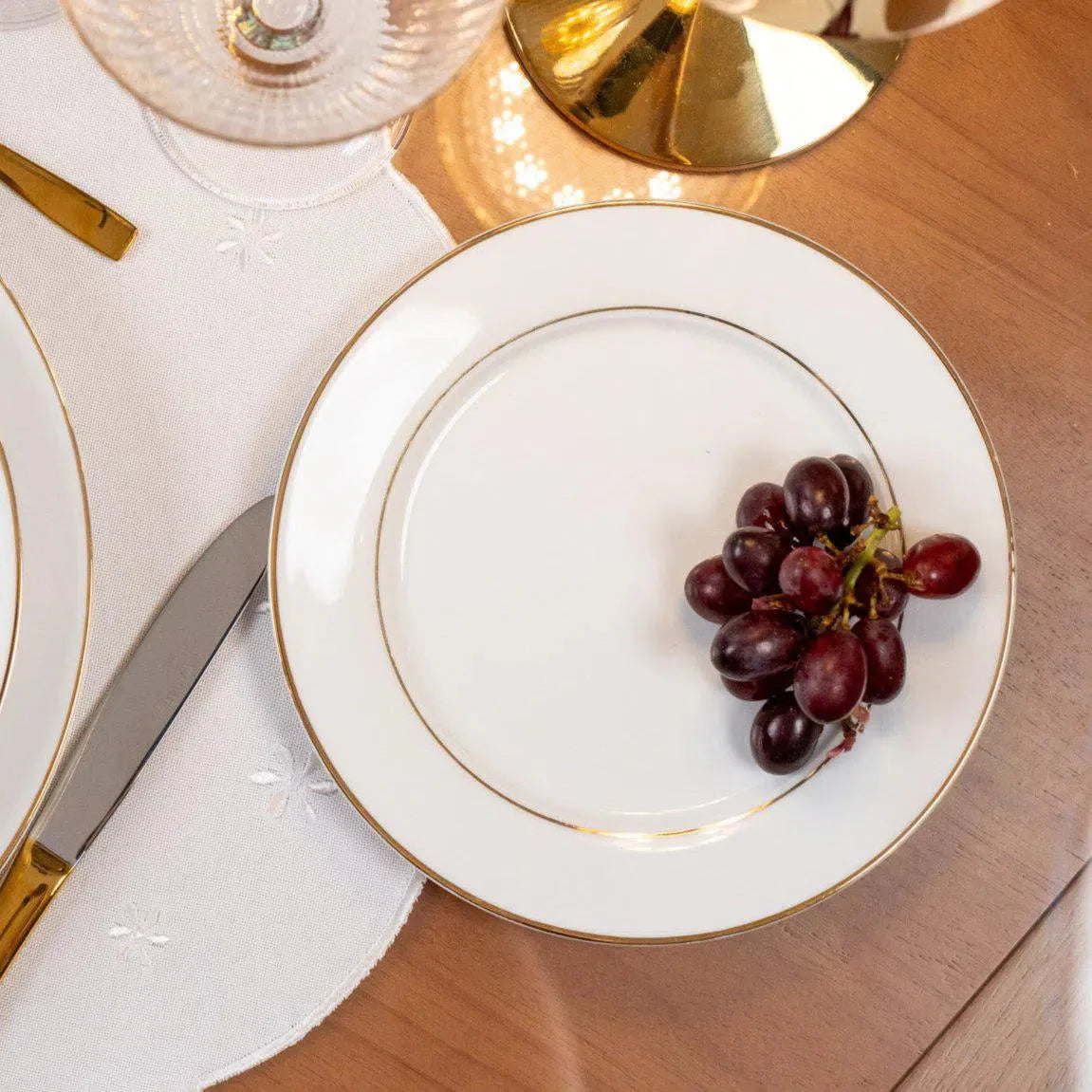 Aparelho de Jantar Majesty Gold 42Pçs New Bone China L'Hermitage