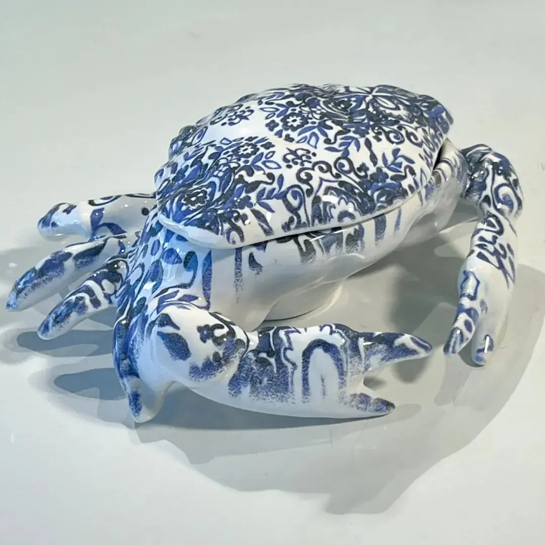 Caranguejo Cerâmica Dolce Mare Azulejo Português Azul 10x21cm Maison Blanche