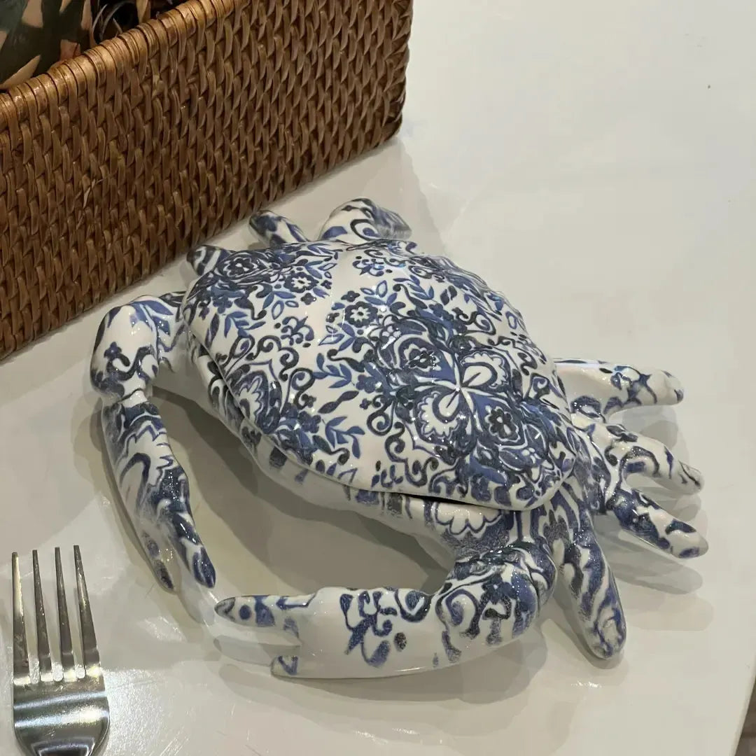 Caranguejo Cerâmica Dolce Mare Azulejo Português Azul 10x21cm Maison Blanche
