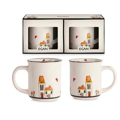 Conjunto 2 Canecas Mugs Porcelana New Bone China 370ml Le Casette Egan
