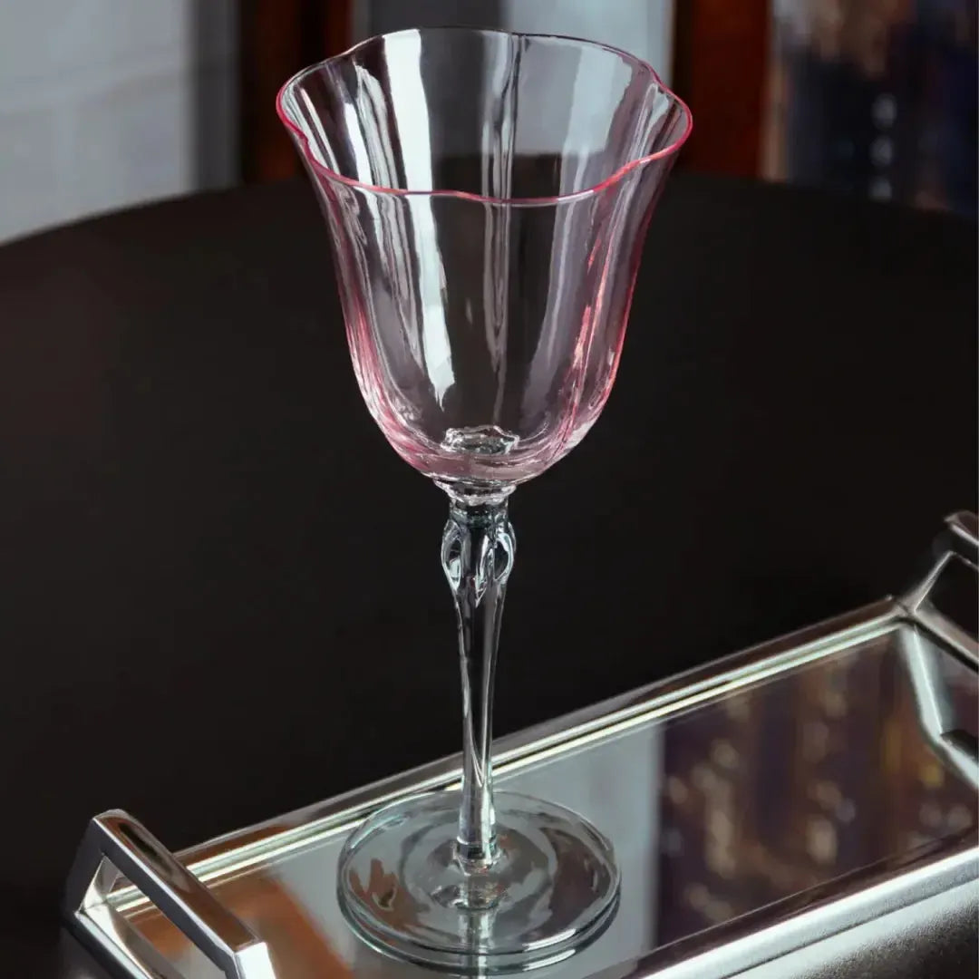 Jogo 2 Taças Champagne Vidro Lily 250ml Rosa / Cinza Wolff