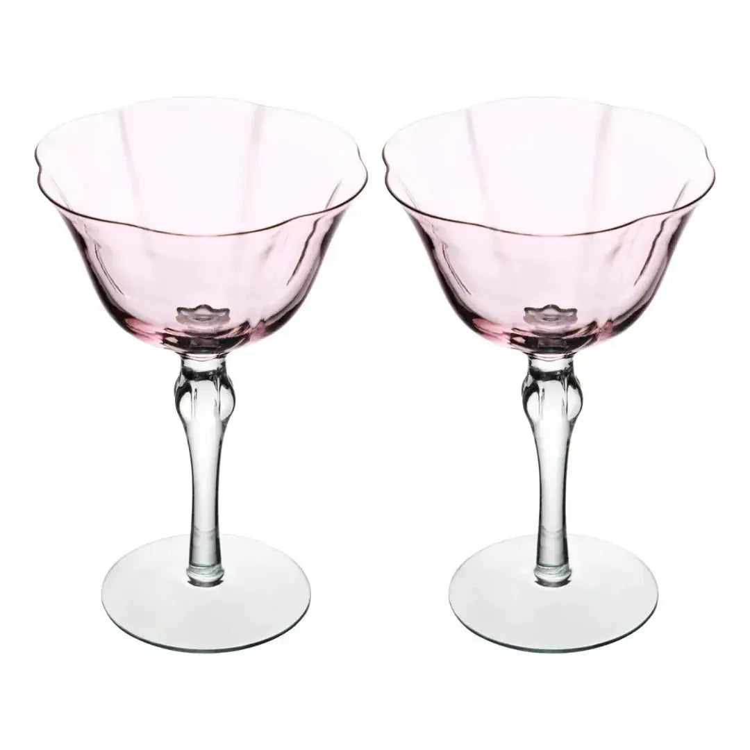Jogo 2 Taças Vinho Vidro Lily 300ml Rosa / Cinza Wolff