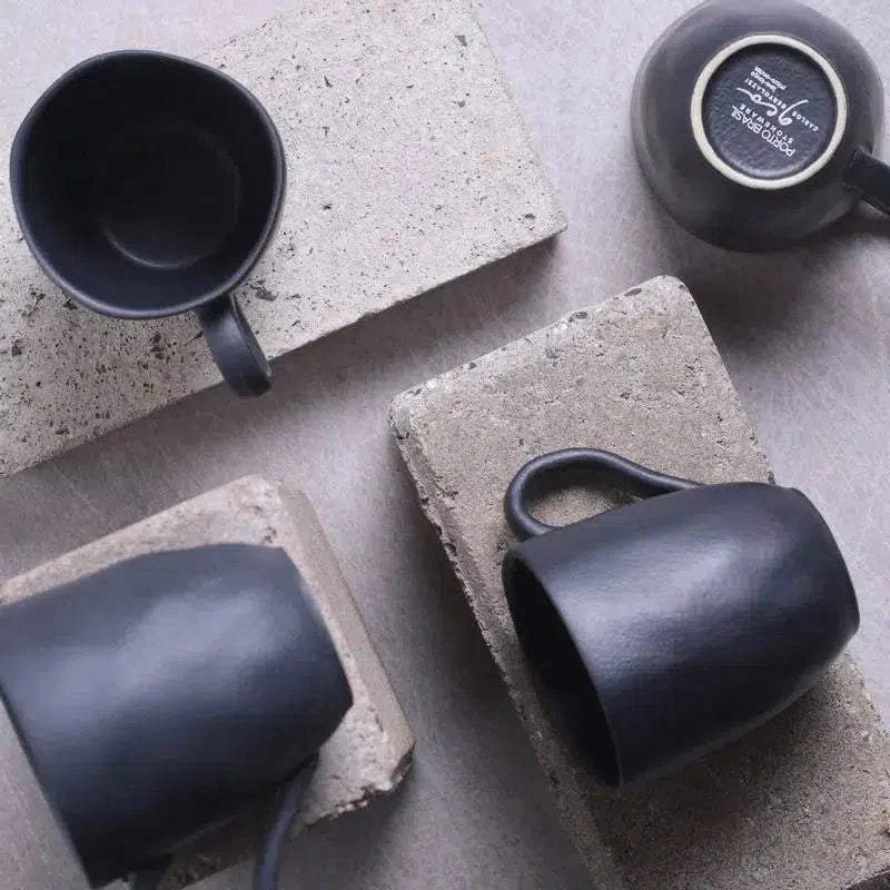 Jogo 4 Canecas Stoneware Orgânico Preto Matte 273ml Porto Brasil