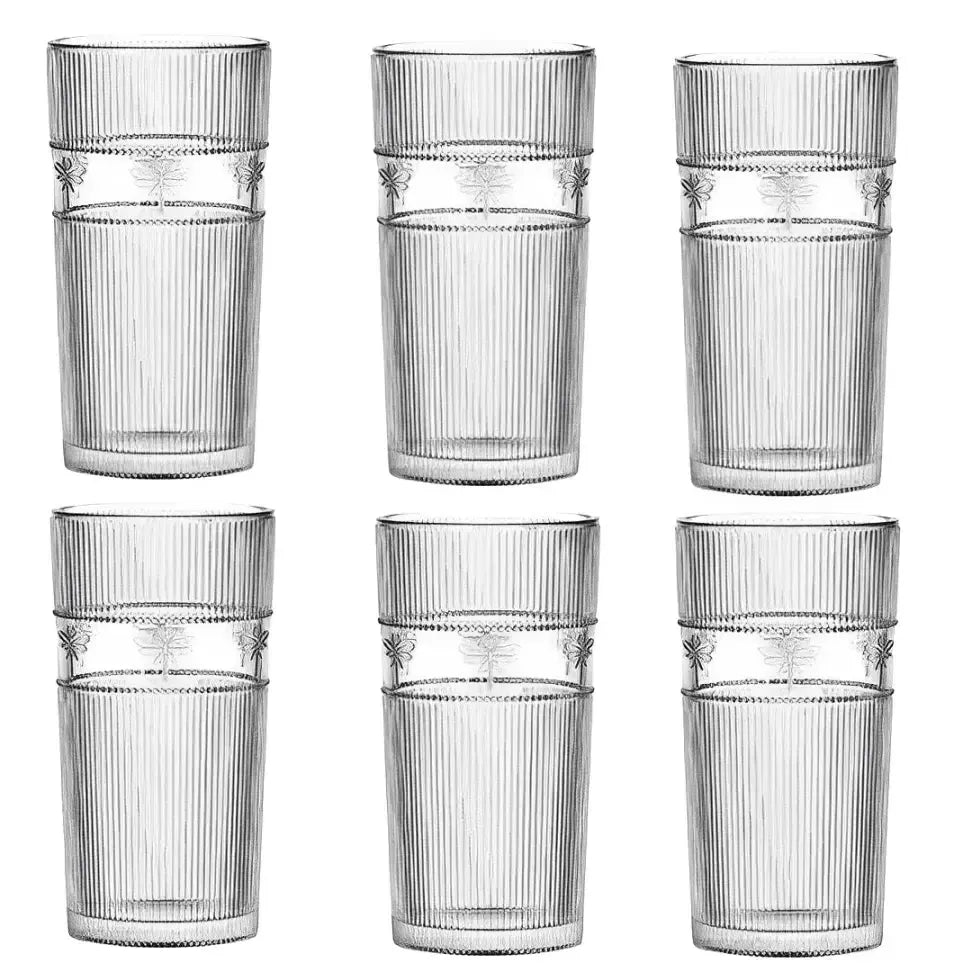 Jogo 6 Copos Altos em Vidro Libélula 350ml L'Hermitage