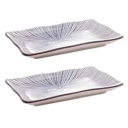 Kit com 2 Pratos Retangulares Porcelana para Sushi Koji 19,5x11,5cm