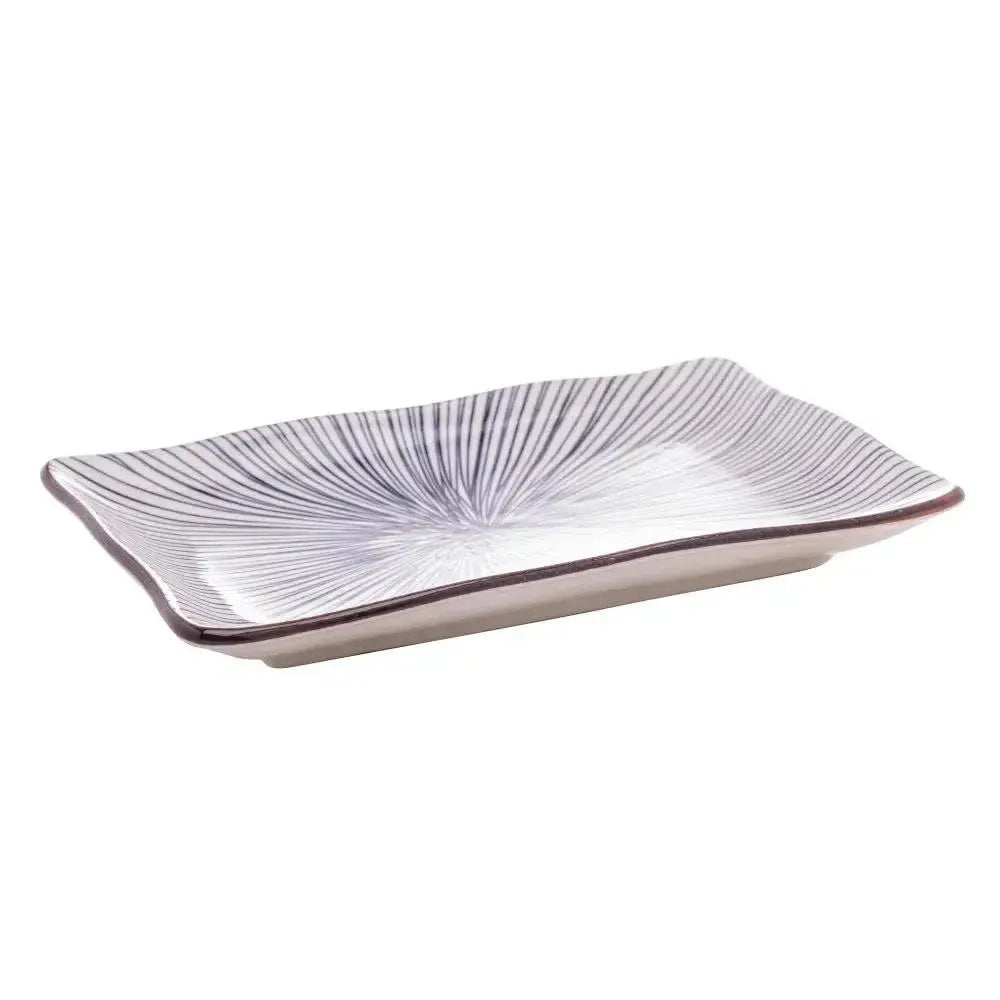 Kit com 2 Pratos Retangulares Porcelana para Sushi Koji 19,5x11,5cm