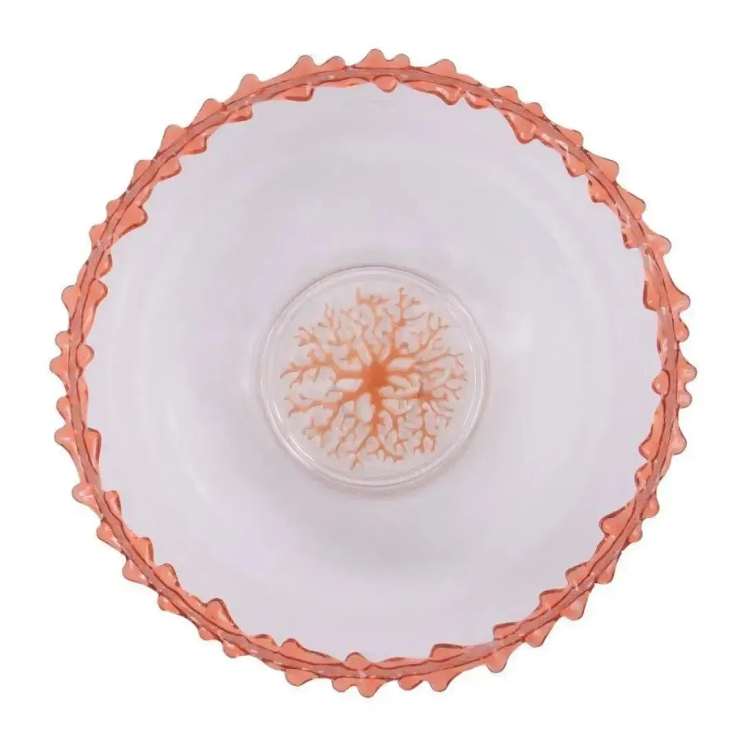 Saladeira Acrílico Borda Coral Laranja 32,5x32,5x13cm