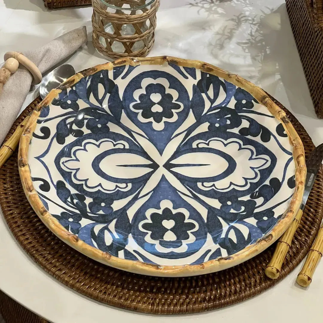 Sousplat Cerâmica Dolce Mare Azulejo Português Azul 34,5cm Maison Blanche