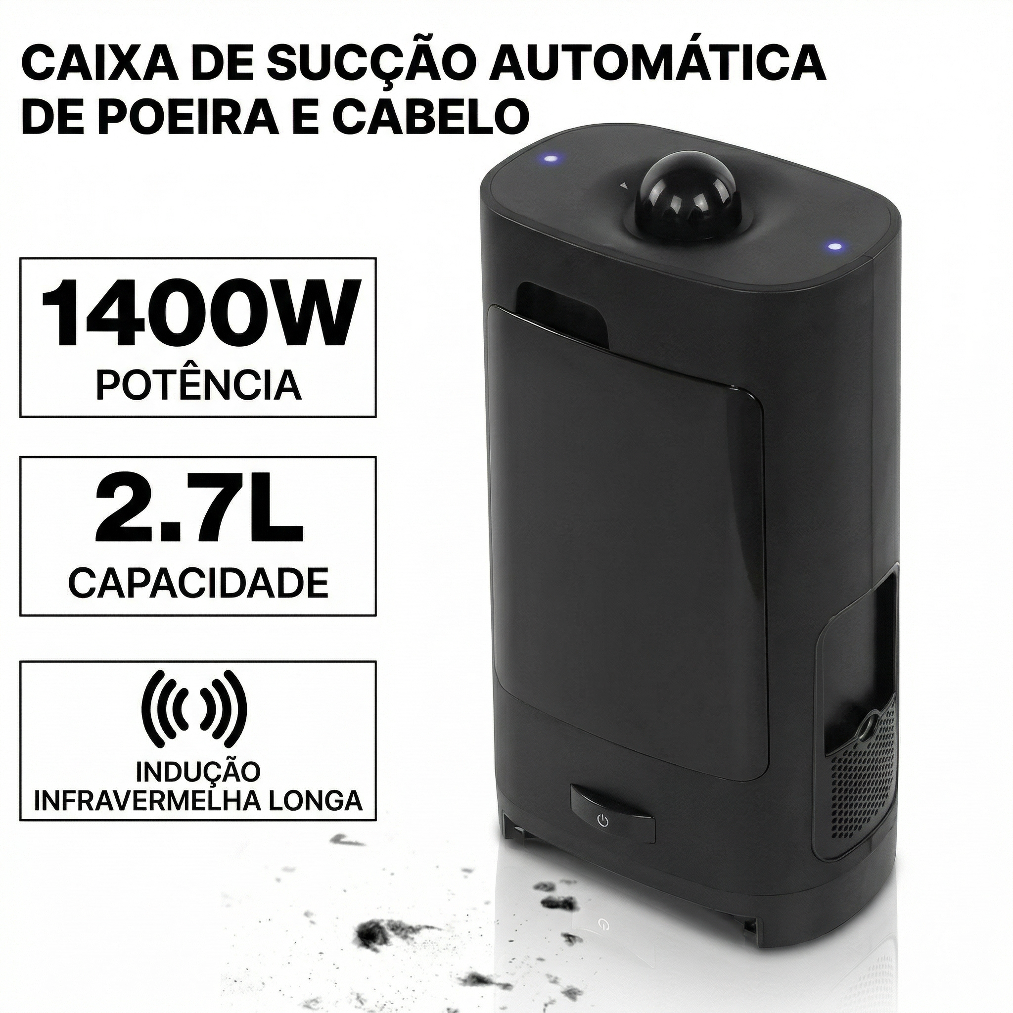 Lixeira Aspiradora Automática - Bivolt, 1400W, 2.7L