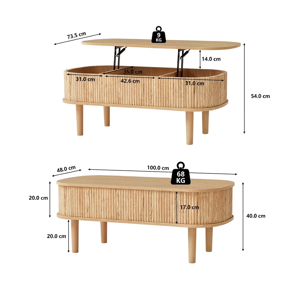 Mesa de Centro Modular Ripado