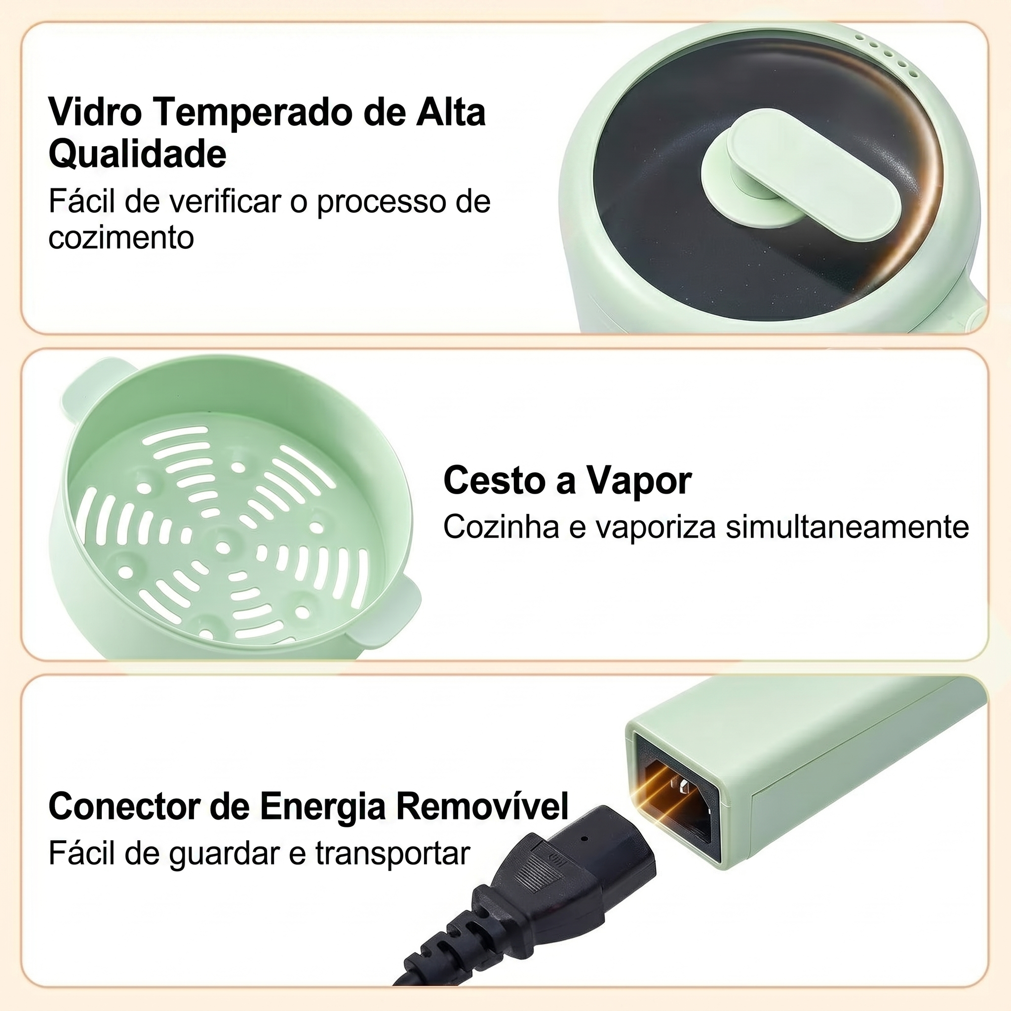 Eletrochef - Panela Elétrica Portátil com Cesto a Vapor