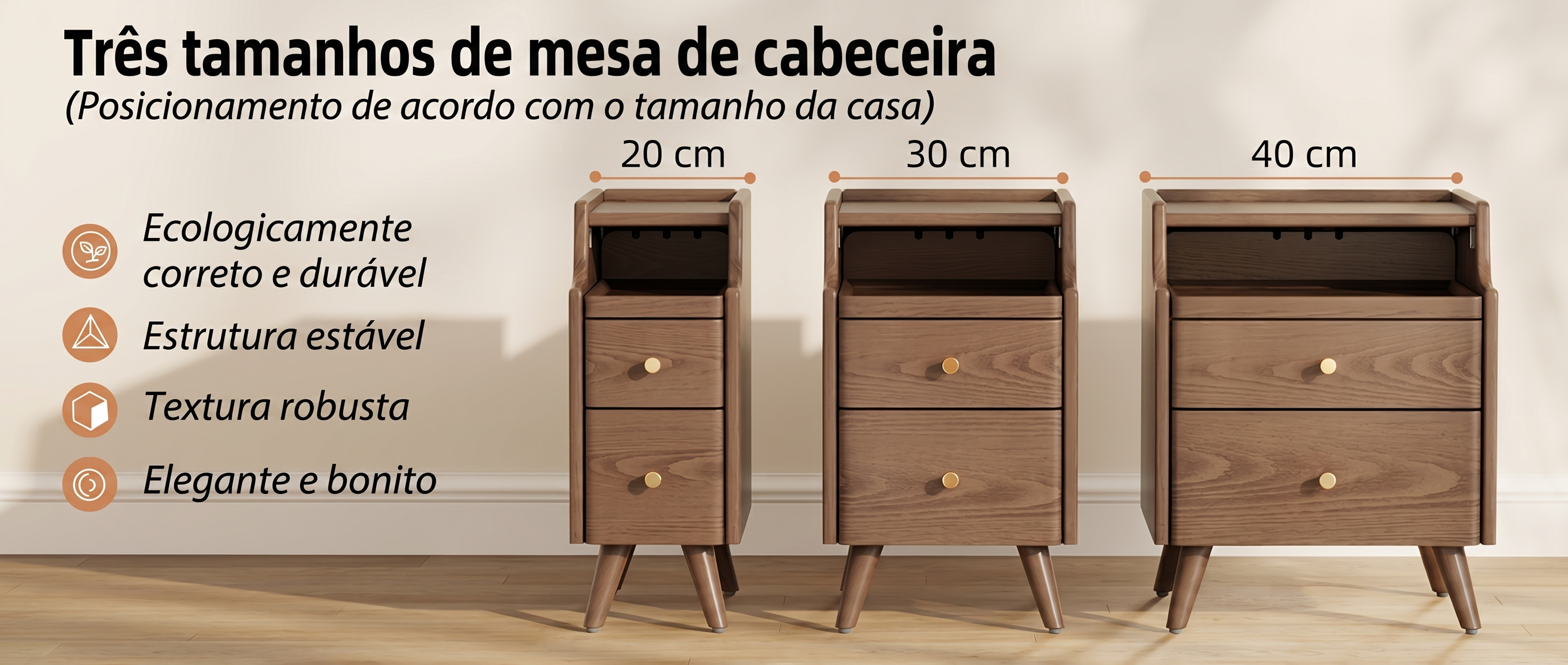 Mesa de Cabeceira Flex Nogueira