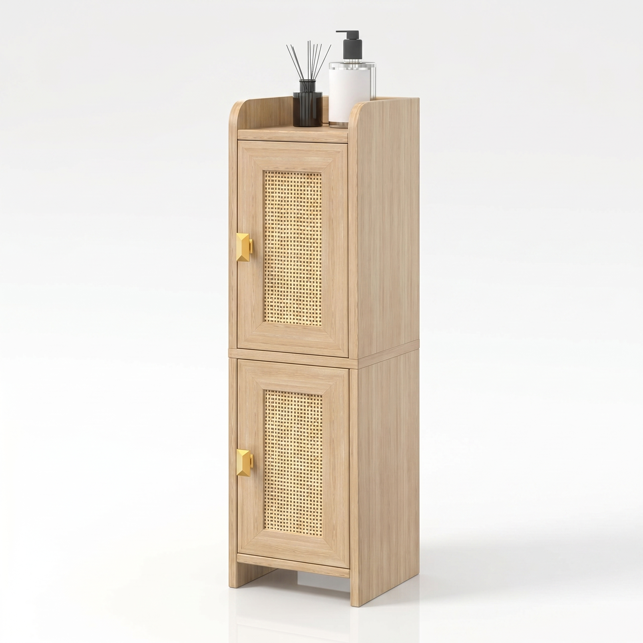 Armário Estreito com Rattan Zen