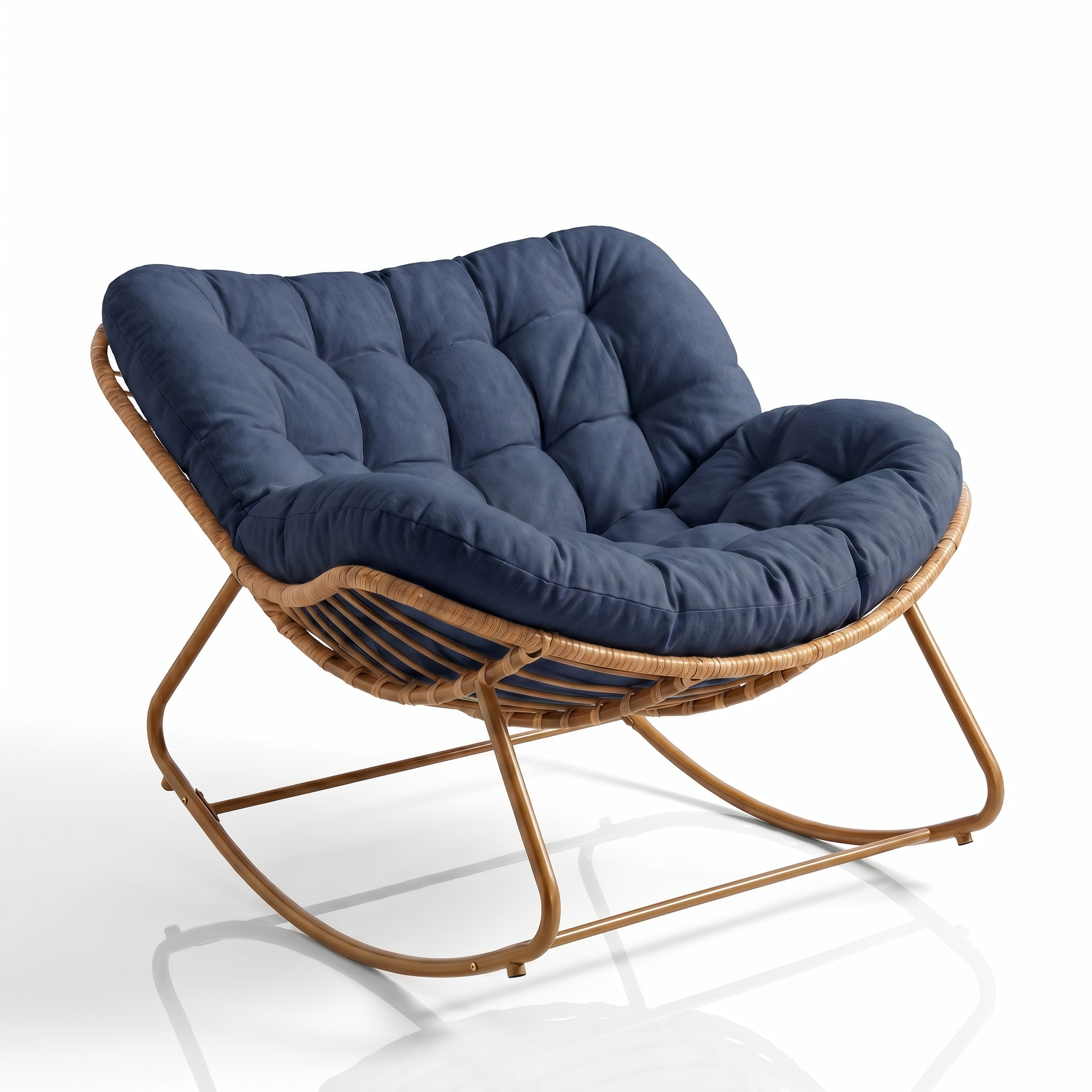 Poltrona De Balanço Concha - Rattan e Estofado Acolchoado