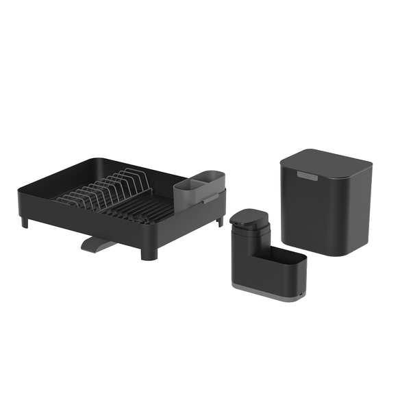 Kit Lavare Pro 3 em 1 - Escorredor, Dispenser e Lixeira