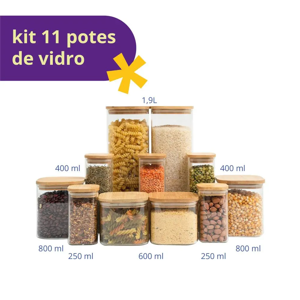 Kit 11 Potes Herméticos - Vidro Borossilicato