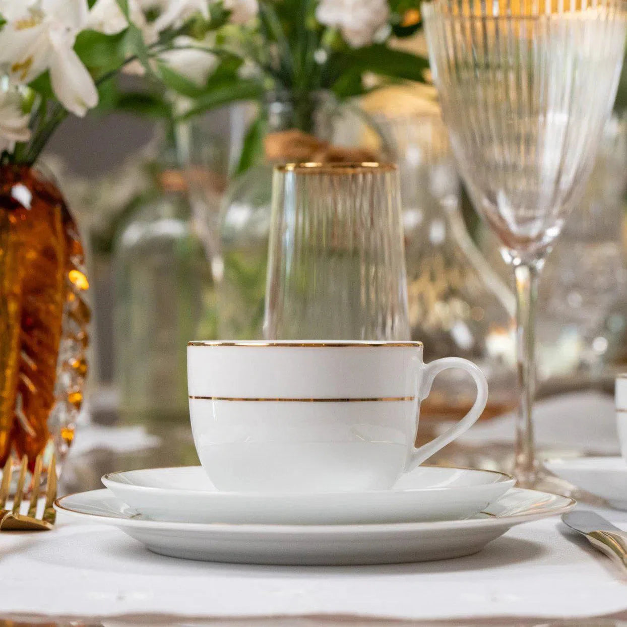 Aparelho de Jantar Majesty Gold 42Pçs New Bone China L'Hermitage