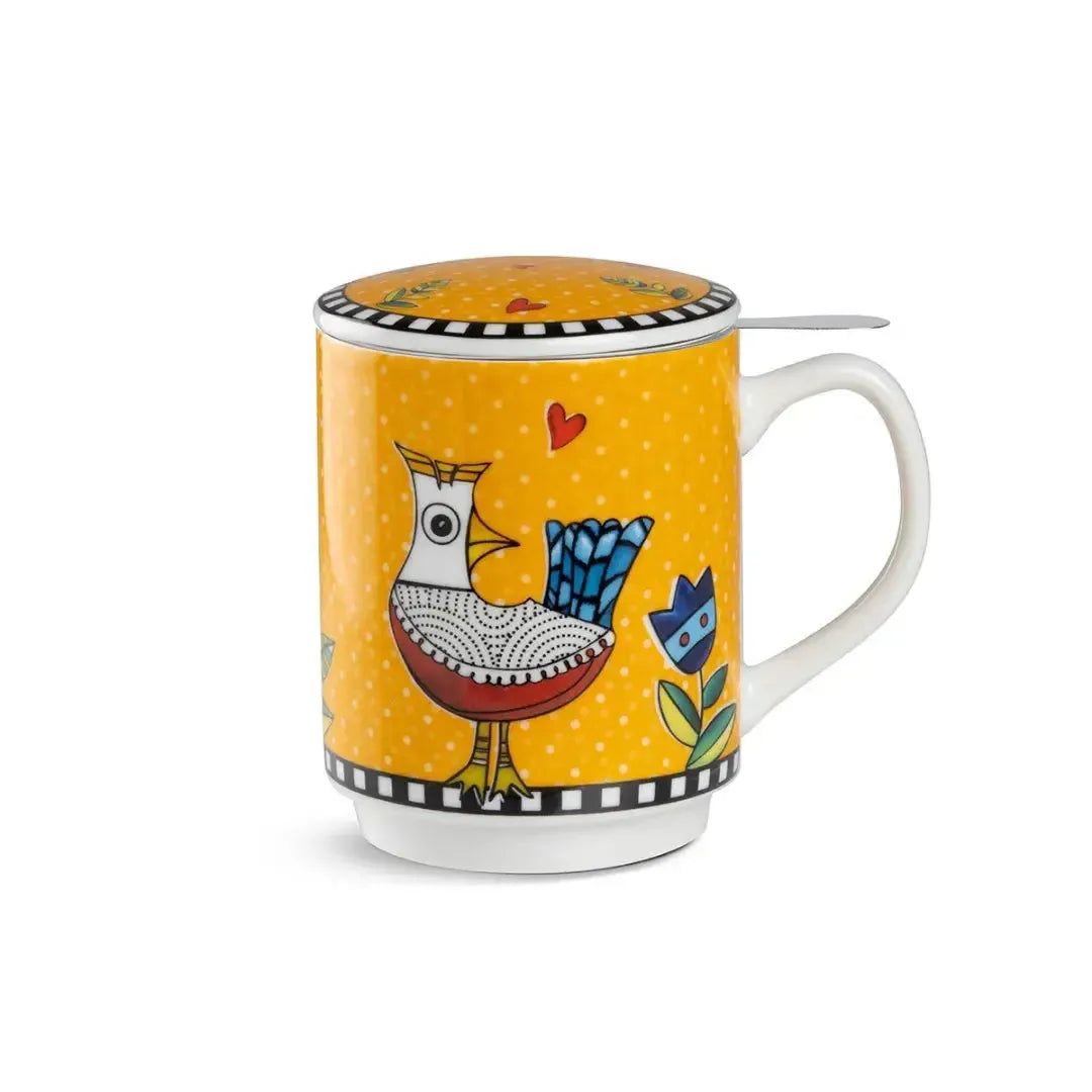 Caneca Mug com Infusor Cocoricó Laranja 350ml Egan