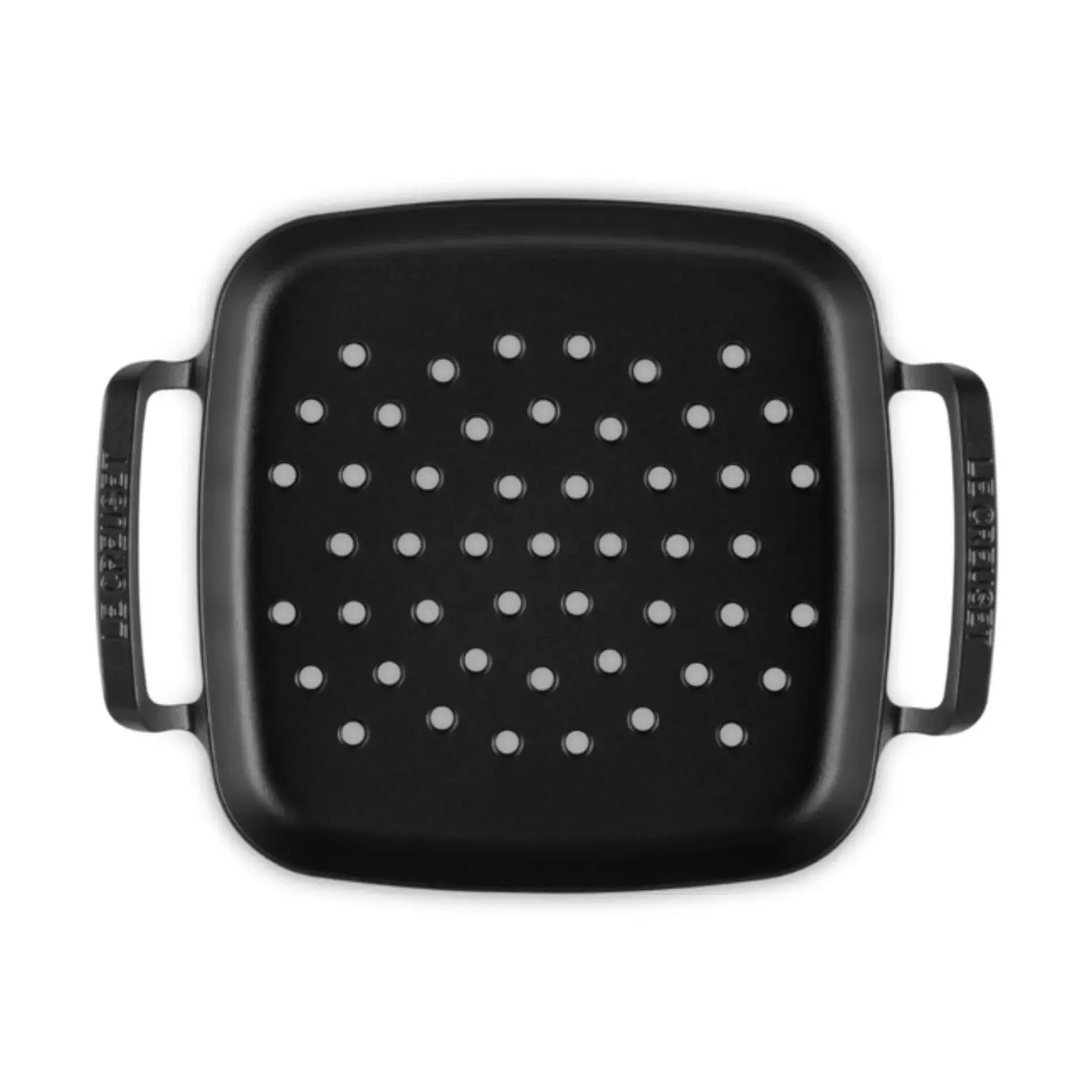 Cesta Perfurada Quadrada com Alças Alpine Matte Black 30cm Le Creuset