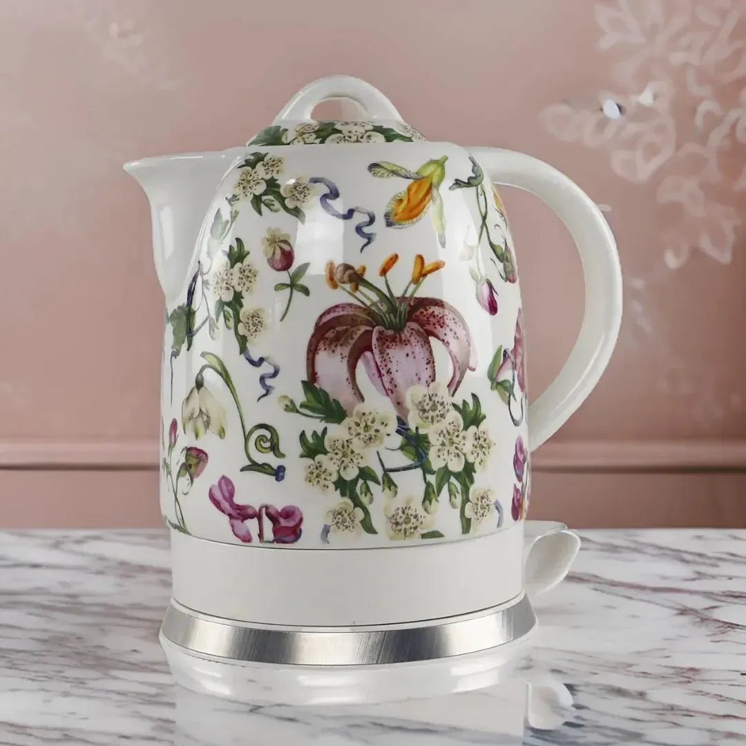 Chaleira Elétrica Porcelana Elegance Branca Floral 1,5L 220V Tuut