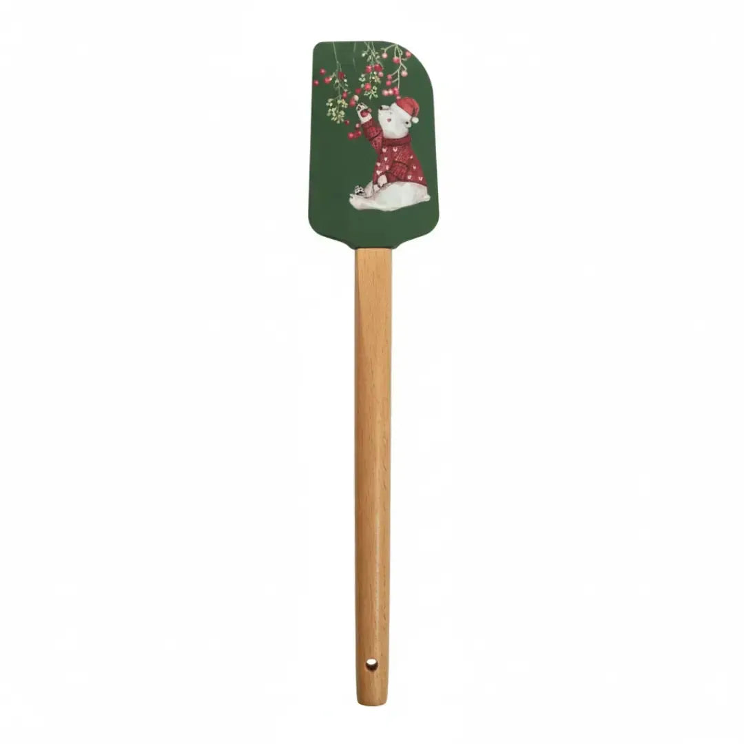 Conjunto 2 Espátulas Cozinha Natal Silicone / Madeira Verde