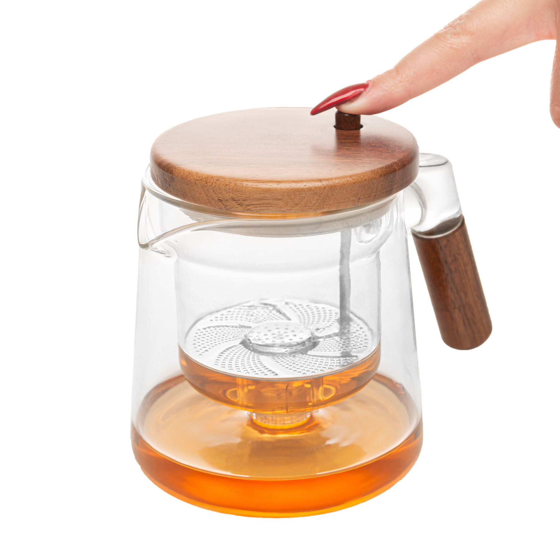 Chaleira Vidro Borossilicato com Botão Infusor Automático 500ml
