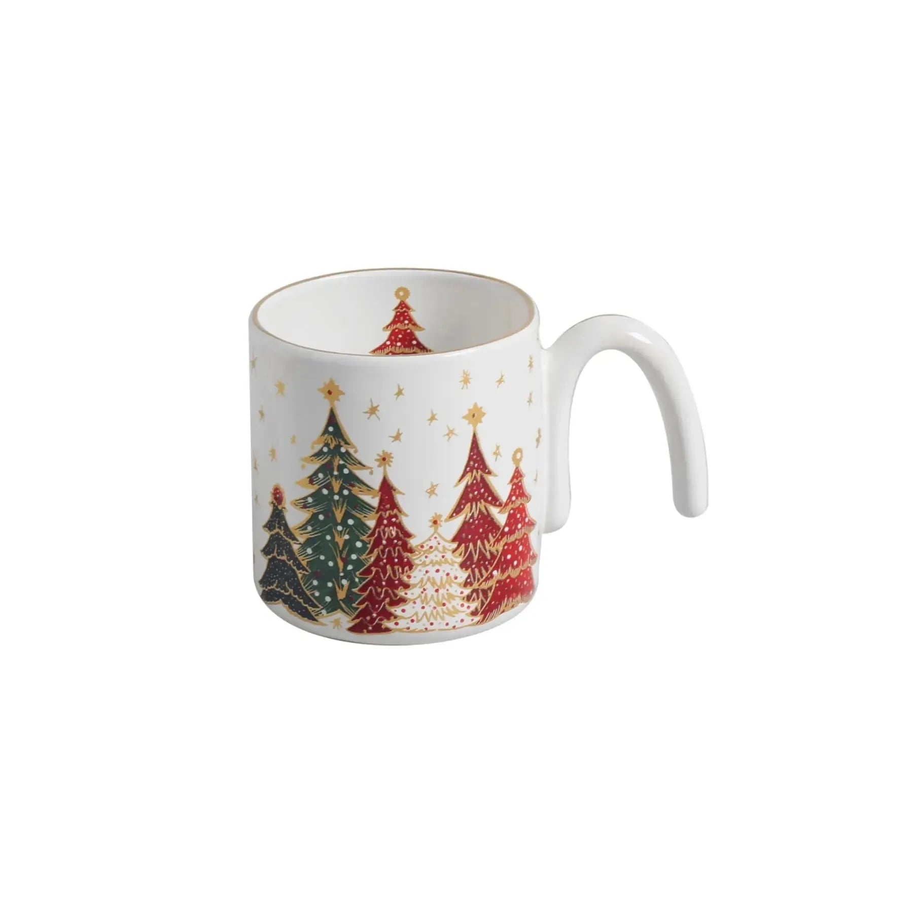 Jogo 6 Canecas Cerâmica Filete Dourado Bosque Encantado 300ml Scalla