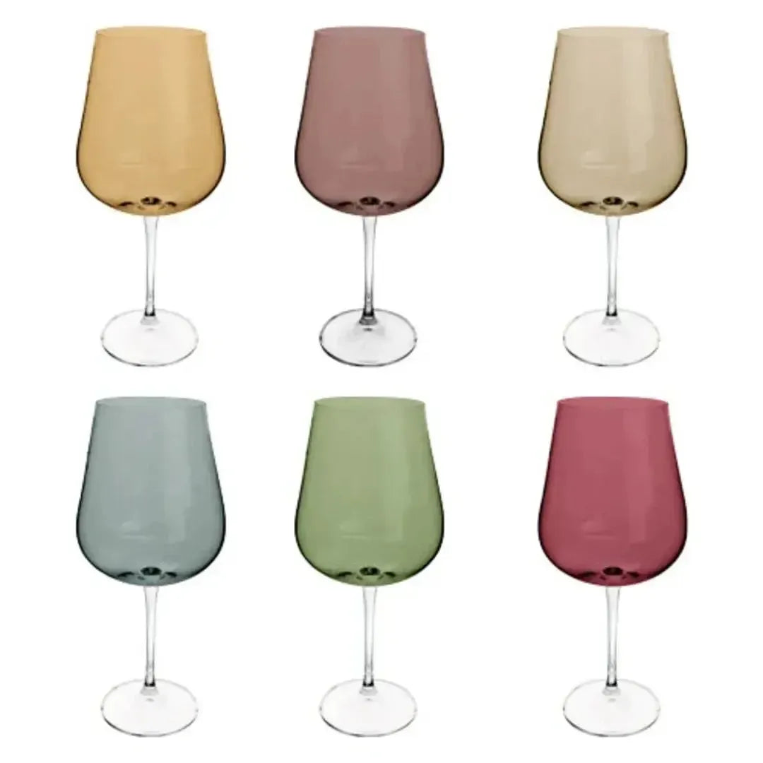 Jogo 6 Taças para Vinho Tinto em Cristal Bohemia Ardea Colorido 540ml