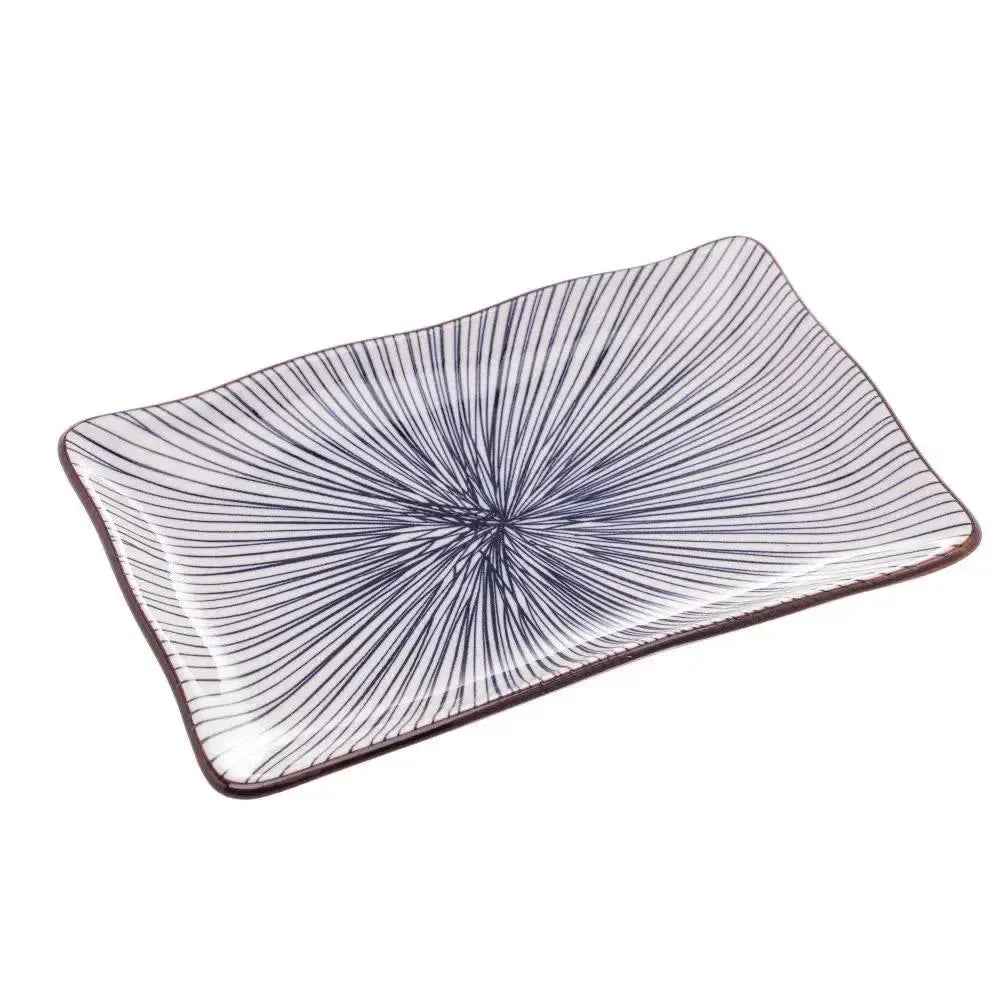 Kit com 2 Pratos Retangulares Porcelana para Sushi Koji 19,5x11,5cm
