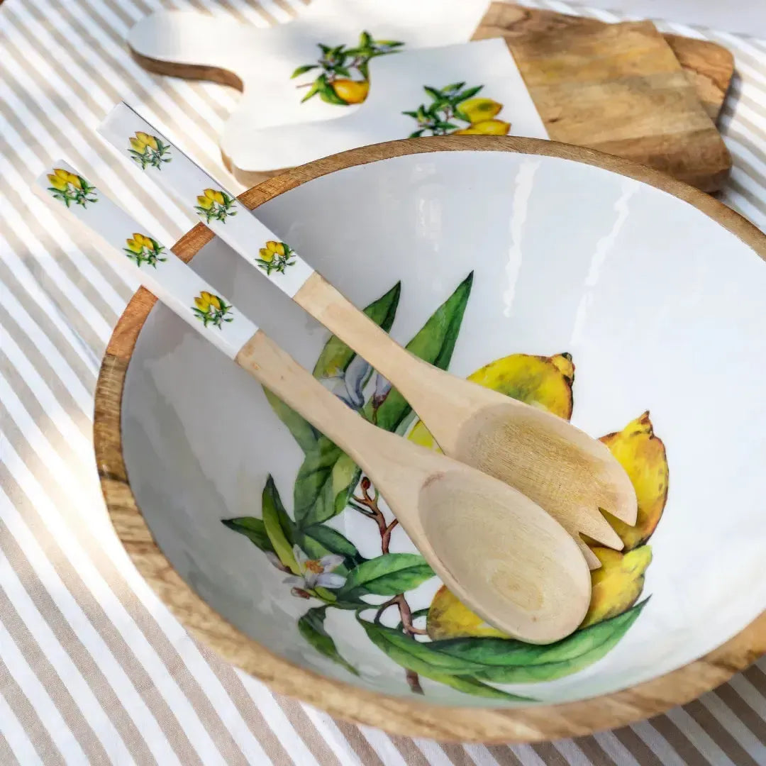 Conjunto 2 Talheres de Salada Madeira Toscana Bahali 34cm