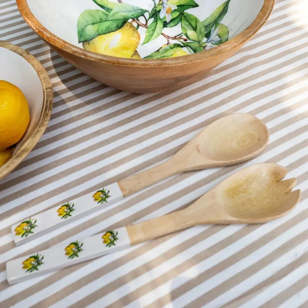 Conjunto 2 Talheres de Salada Madeira Toscana Bahali 34cm