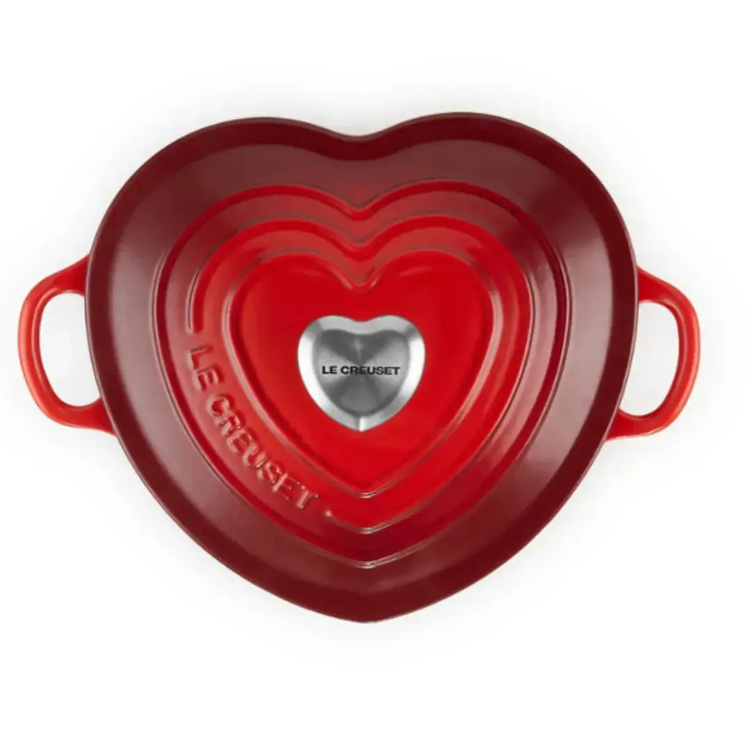 Panela Coração com Pegador Coração Inox Vermelha 20cm 1,9L Le Creuset