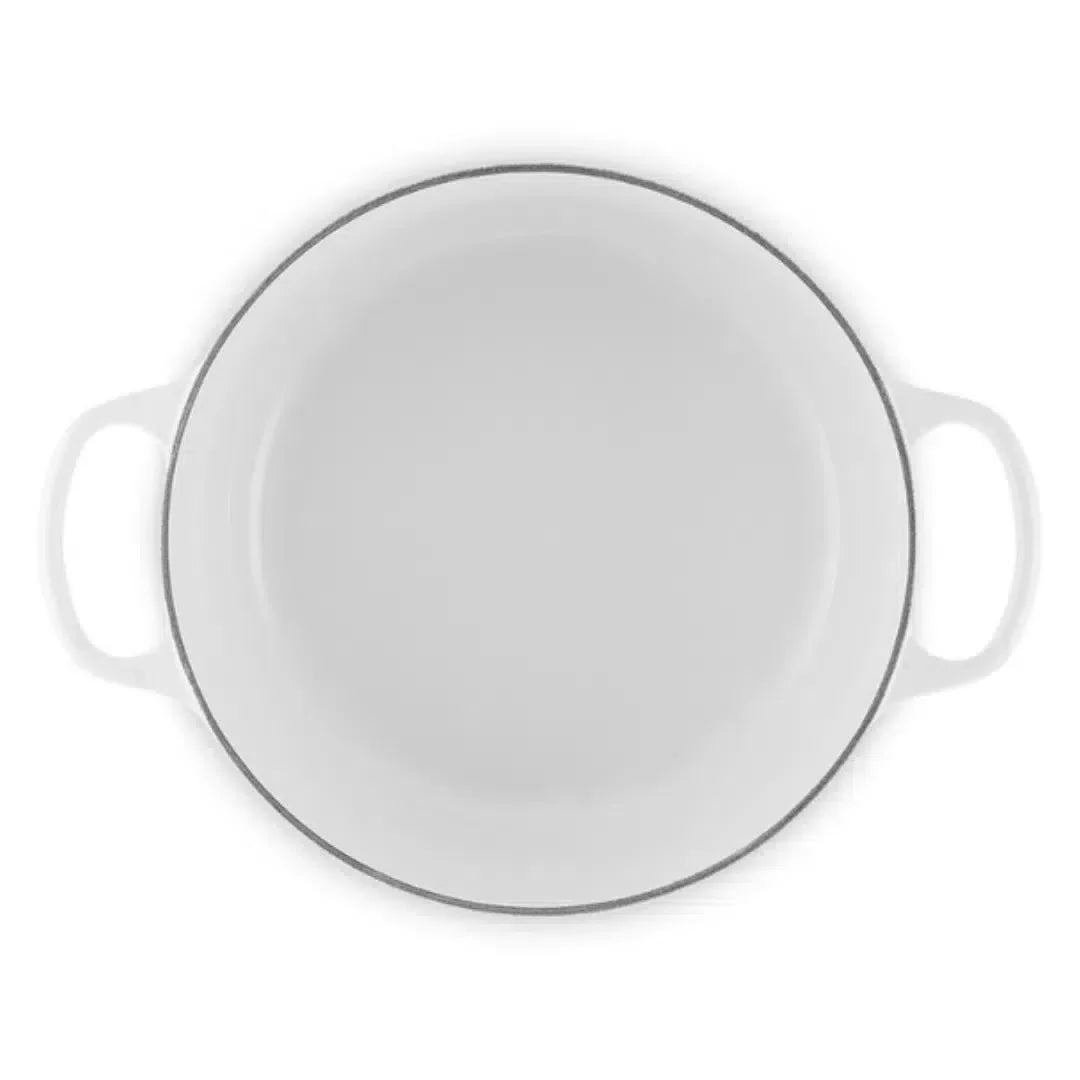 Panela Le Creuset Redonda Signature Branca com Pegador Dourado 6,7L 28cm