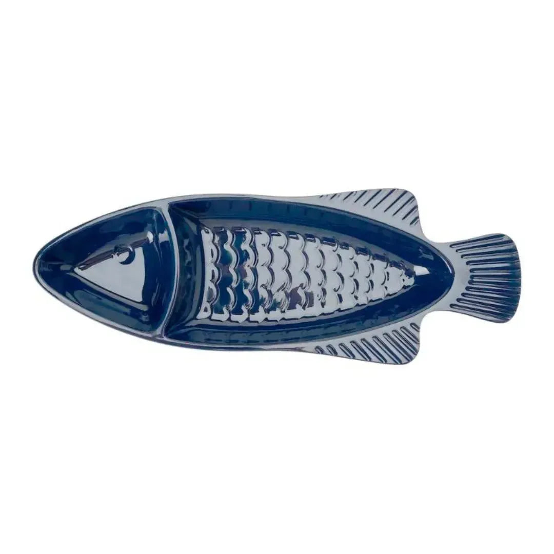 Petisqueira Média Melamina Formato Peixe Azul 39x13,6x4,2cm