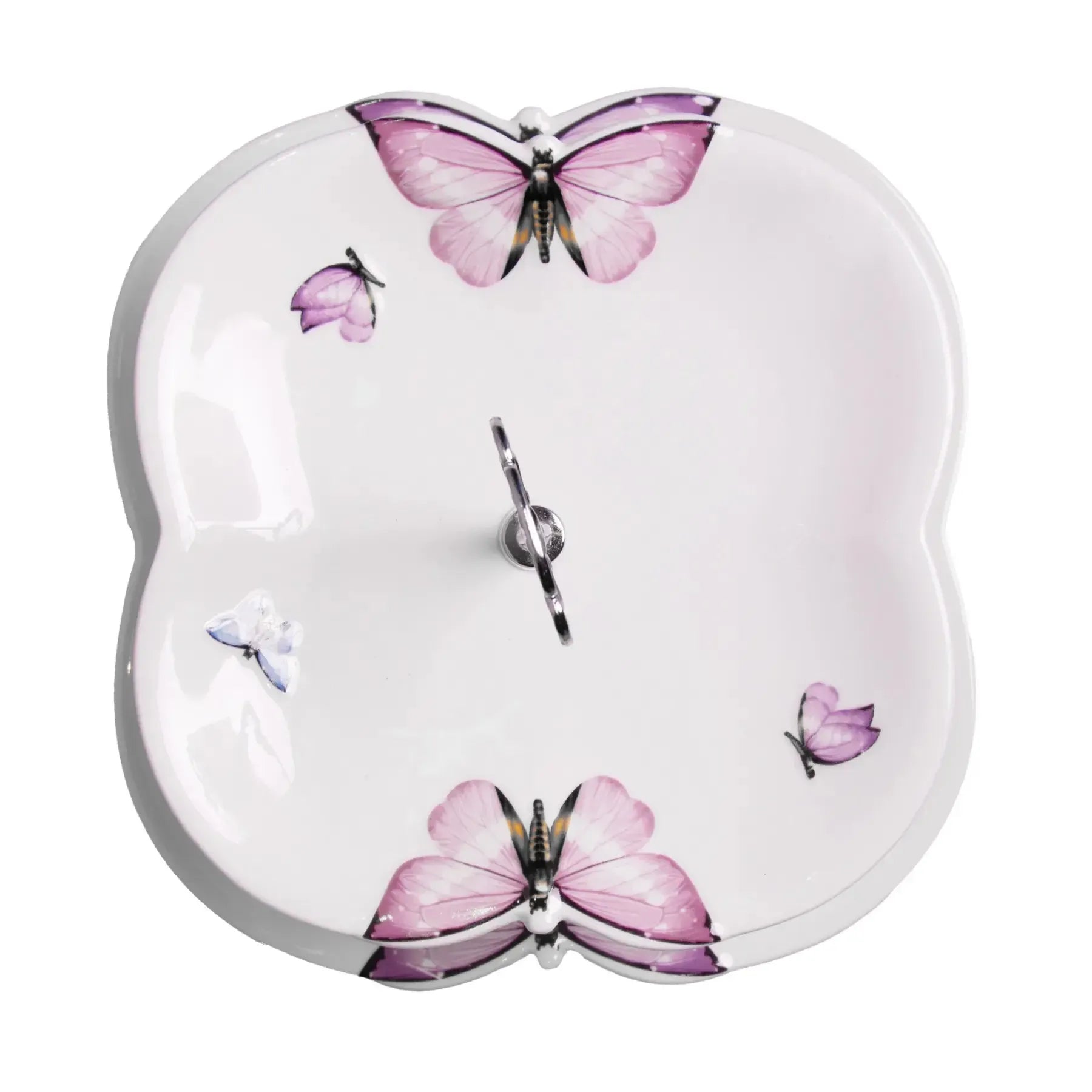 Porta Doces 2 Andares de Porcelana Borboletas Wolff