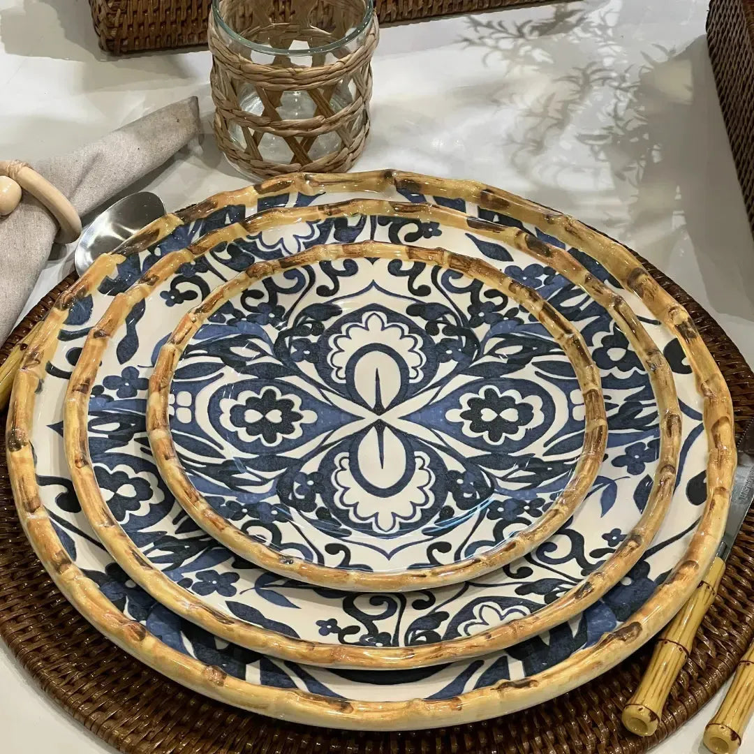 Sousplat Cerâmica Dolce Mare Azulejo Português Azul 34,5cm Maison Blanche