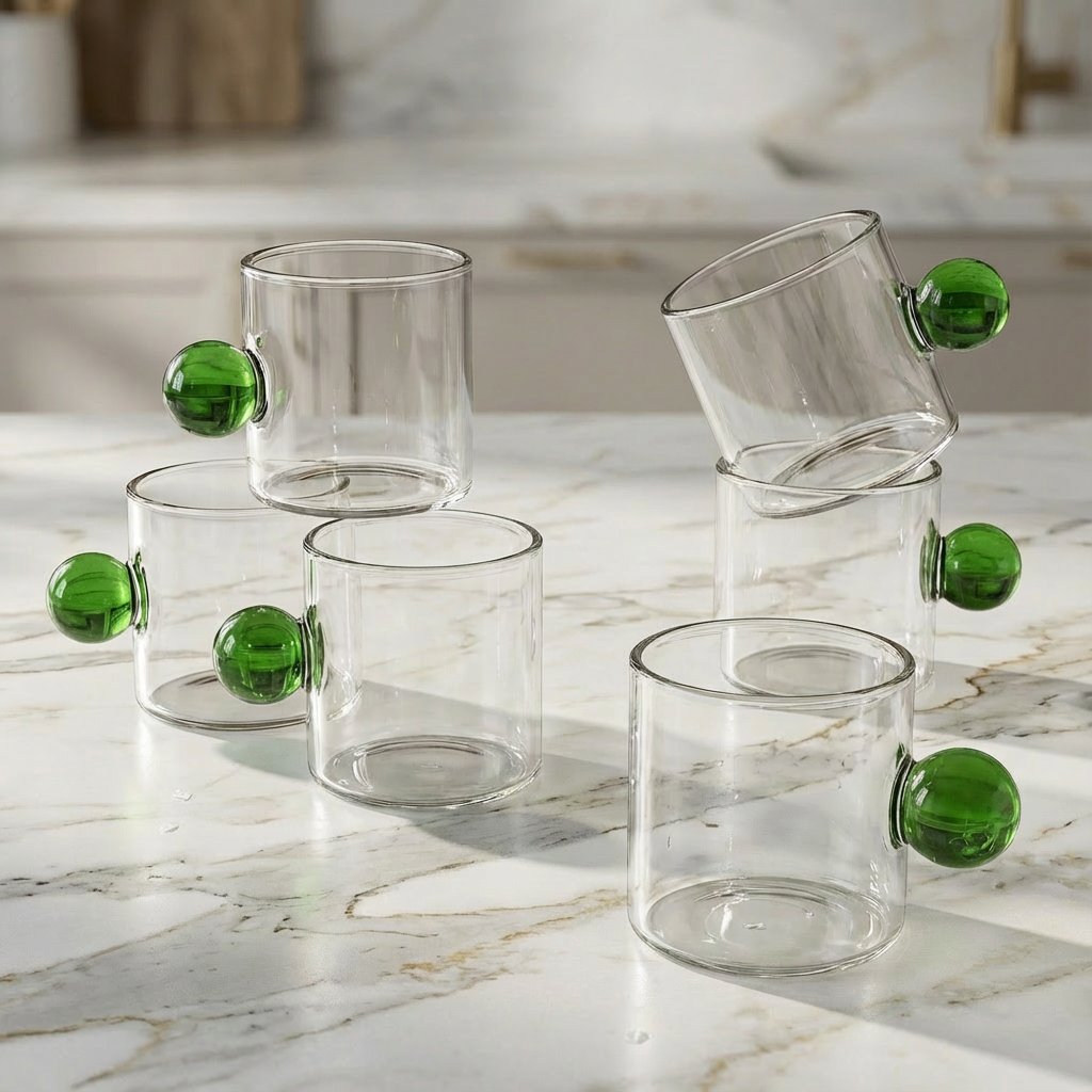 Jogo de 6 Xícaras de Café Vidro Linha Sintonia Verde 100ml