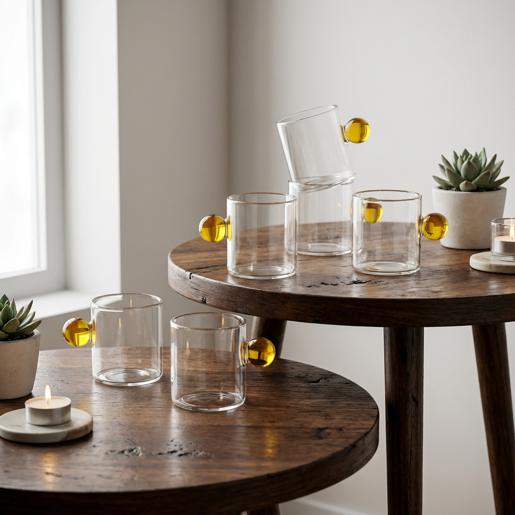Jogo de 6 Xícaras de Café Vidro Linha Sintonia Amarelo 100ml