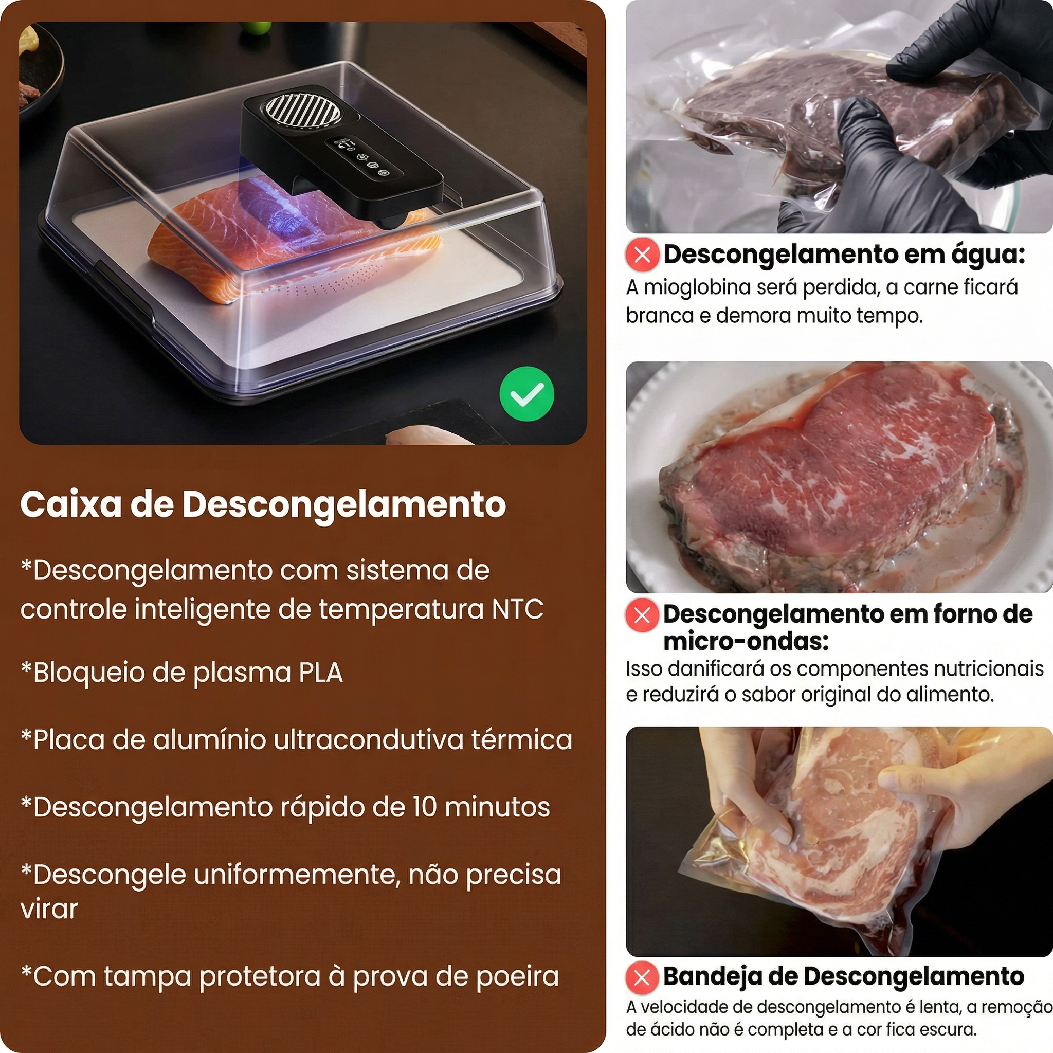 Cabine de Descongelamento Rápido+ | Bivolt, UV, Controle Térmico