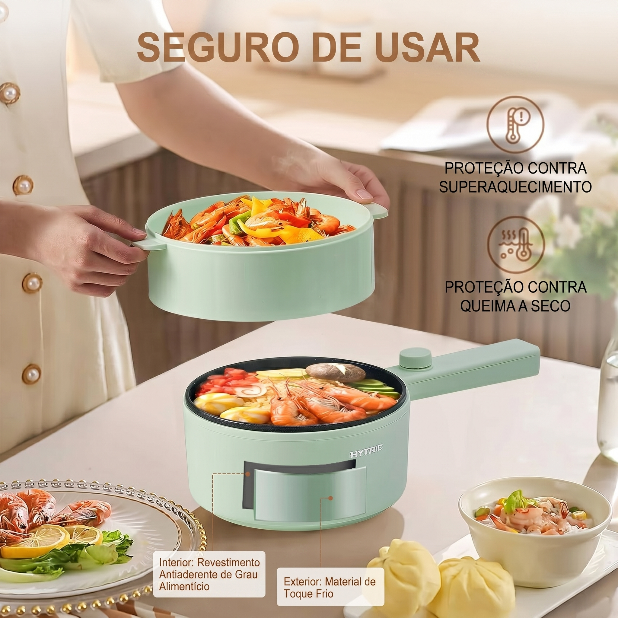 Eletrochef - Panela Elétrica Portátil com Cesto a Vapor