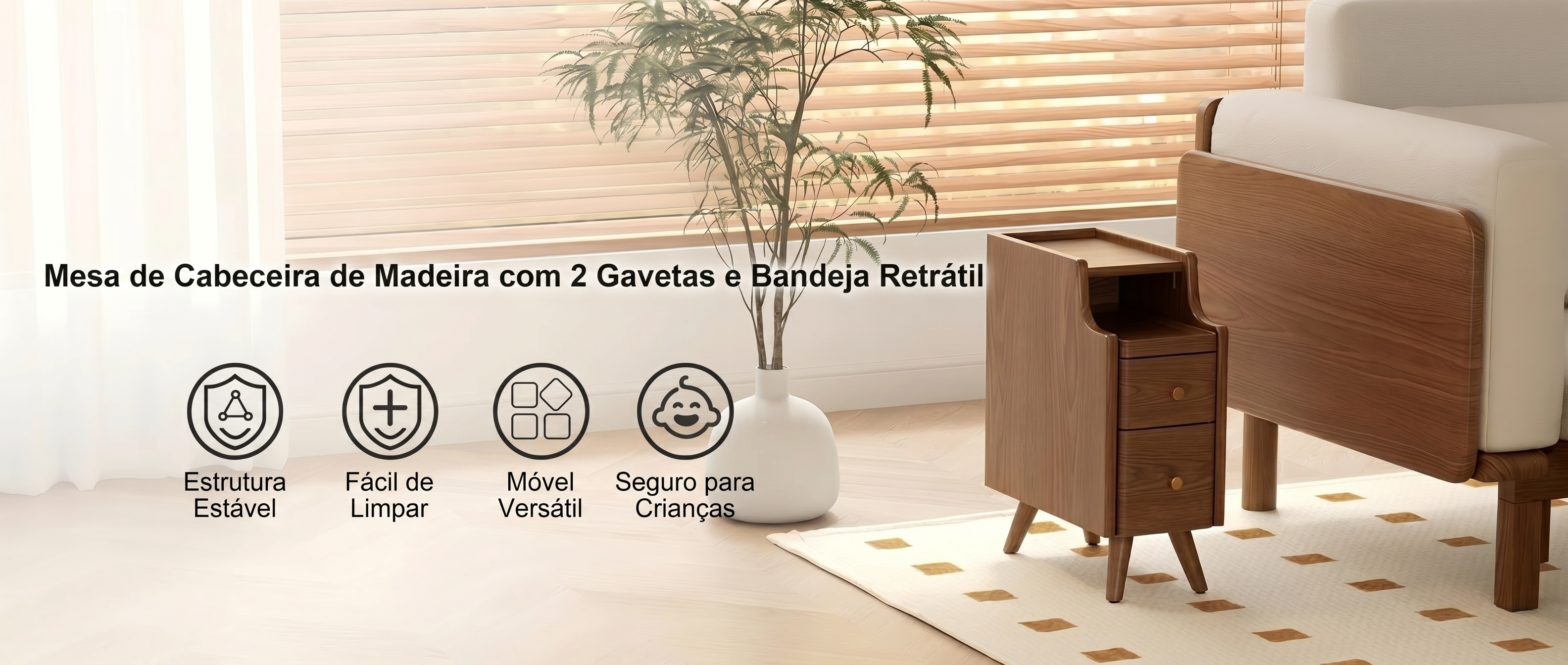Mesa de Cabeceira Flex Nogueira