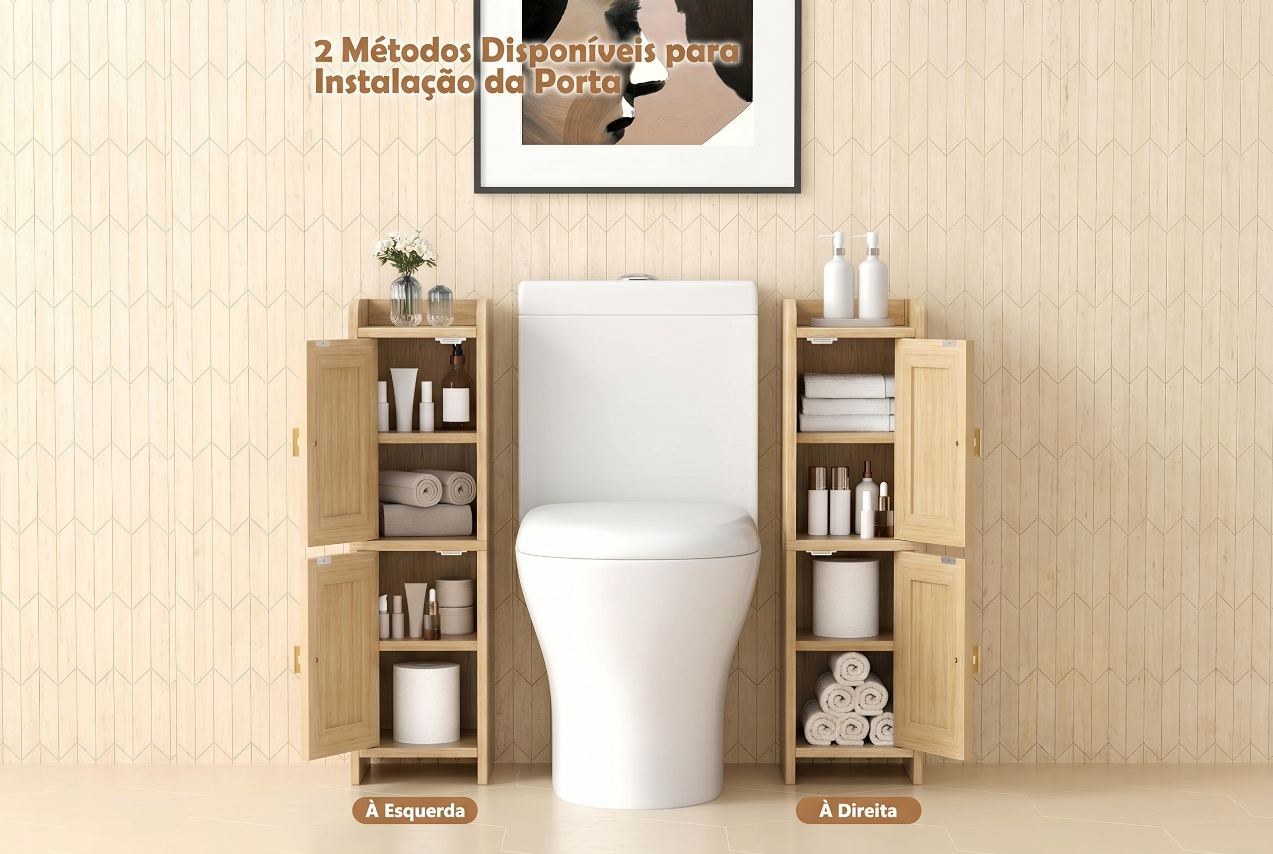 Armário Estreito com Rattan Zen