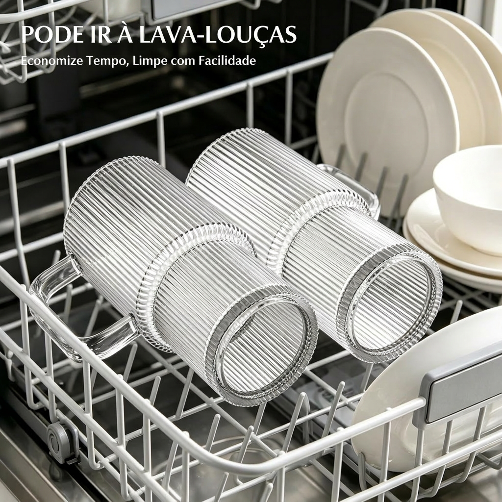 Kit Copos Térmicos de Vidro Duplo + Tampa com Vedação