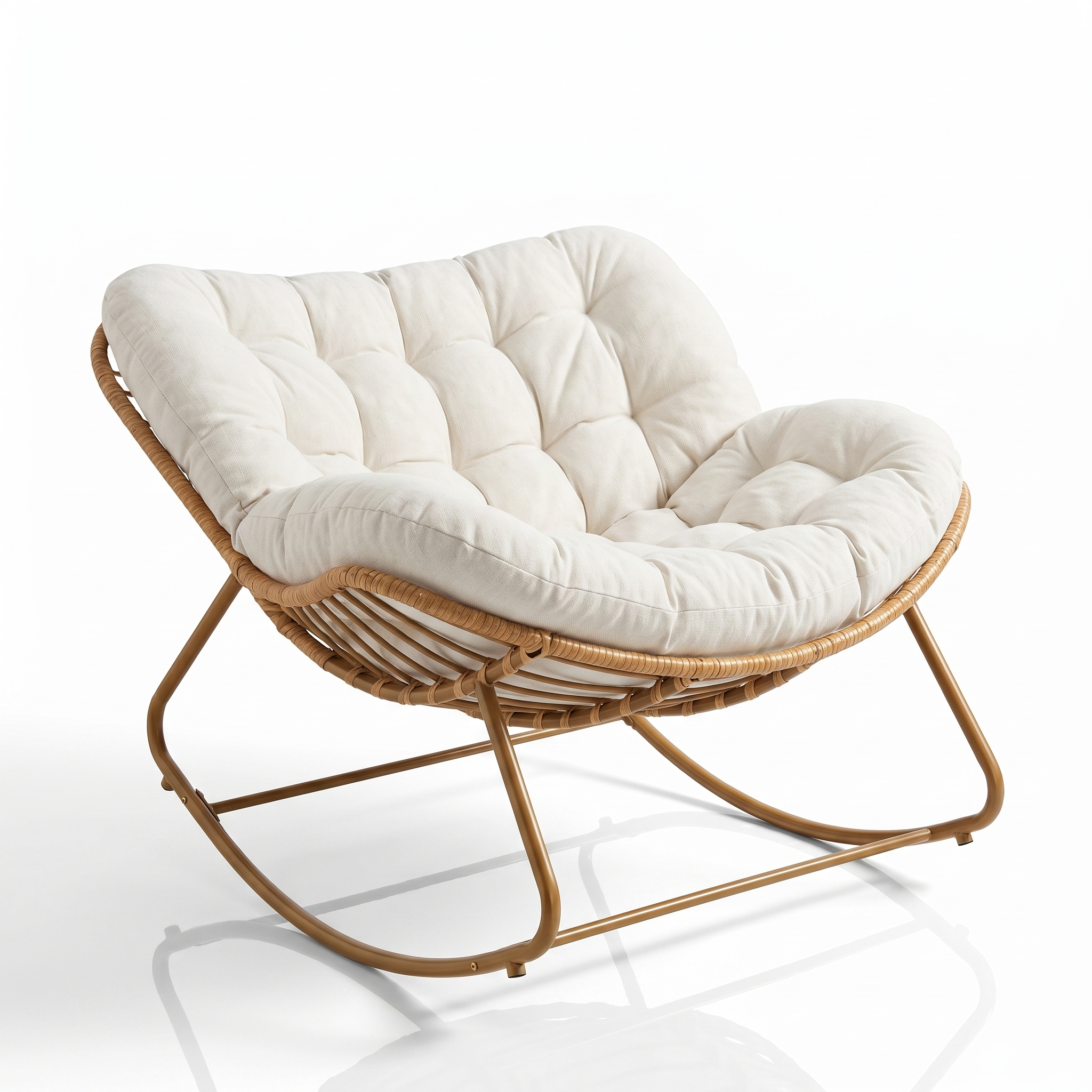Poltrona De Balanço Concha - Rattan e Estofado Acolchoado