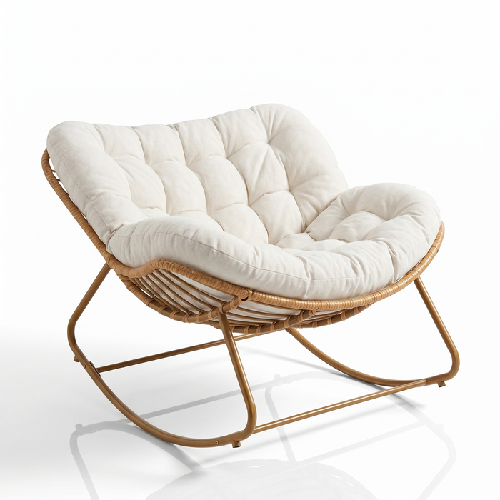 Poltrona De Balanço Concha - Rattan e Estofado Acolchoado