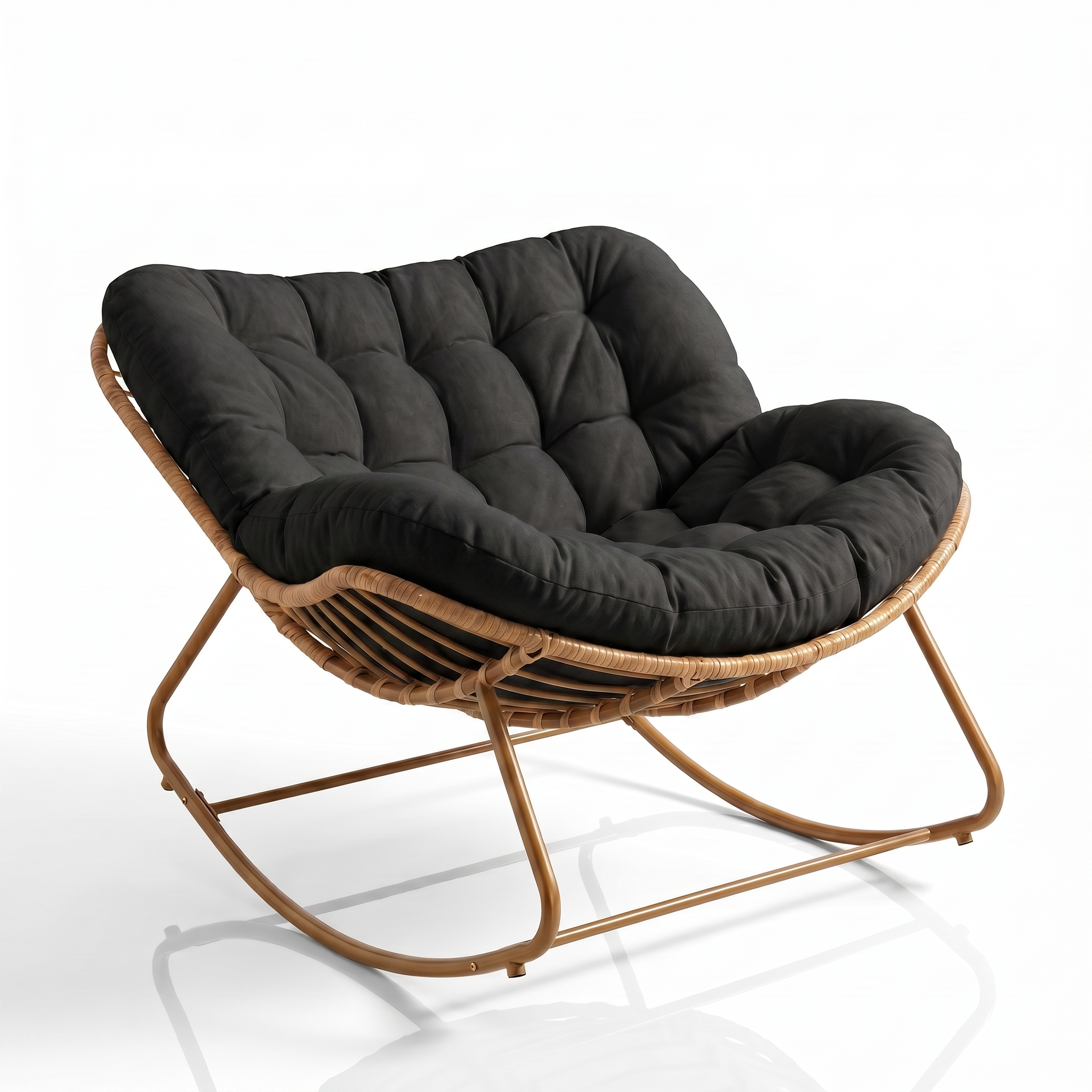Poltrona De Balanço Concha - Rattan e Estofado Acolchoado