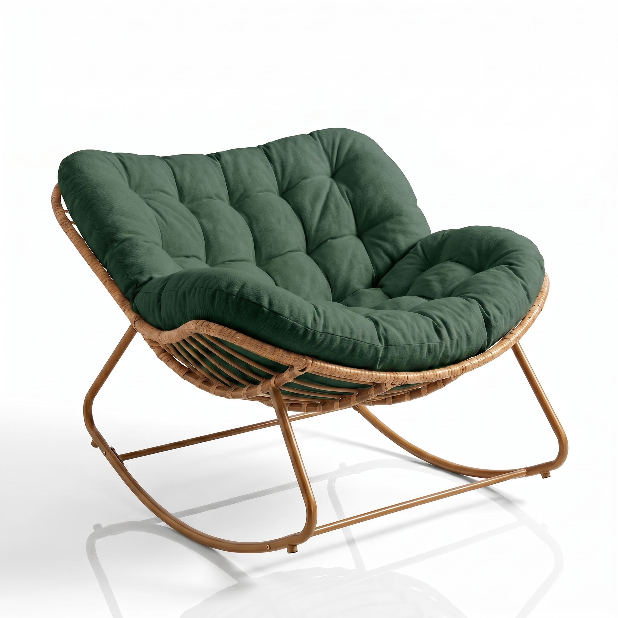 Poltrona De Balanço Concha - Rattan e Estofado Acolchoado