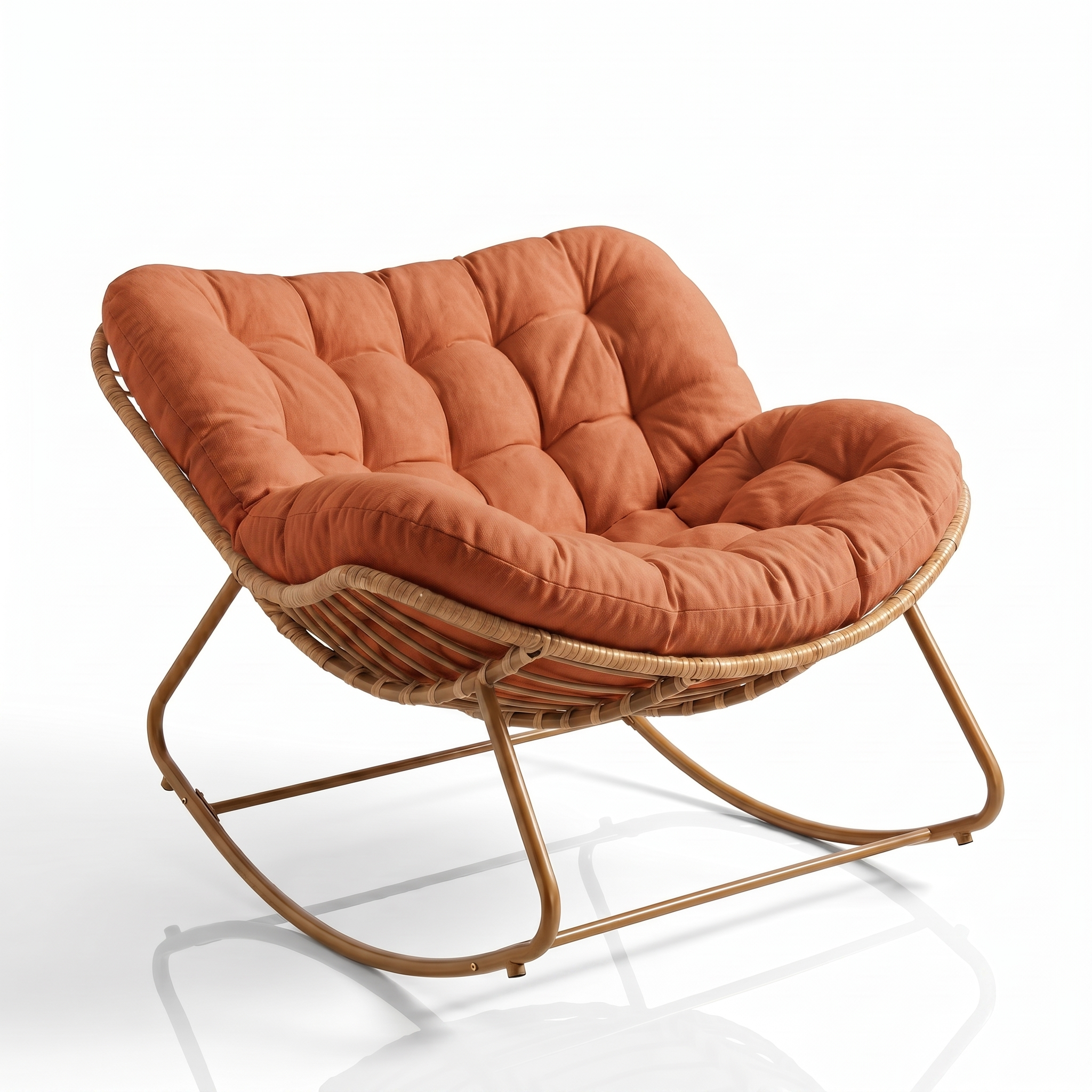 Poltrona De Balanço Concha - Rattan e Estofado Acolchoado