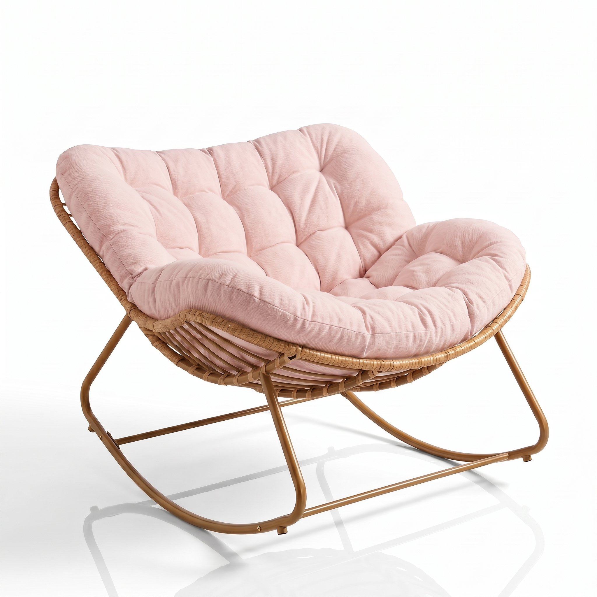 Poltrona De Balanço Concha - Rattan e Estofado Acolchoado