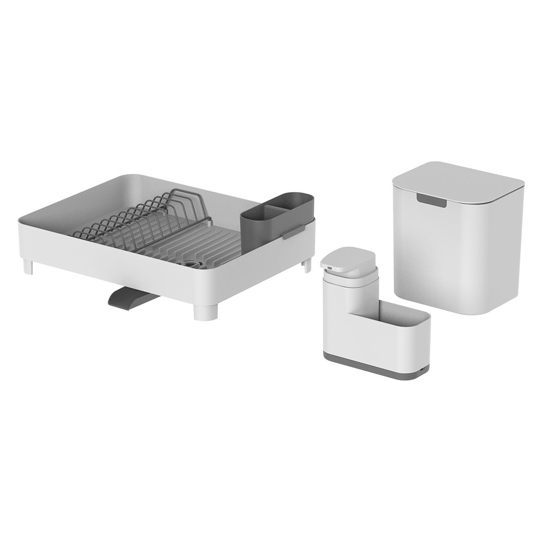 Kit Lavare Pro 3 em 1  - Escorredor, Dispenser e Lixeira